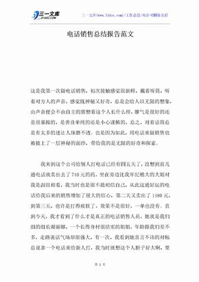 电话销售总结报告范文