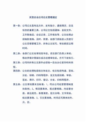 公民营企业公司公文管理规定