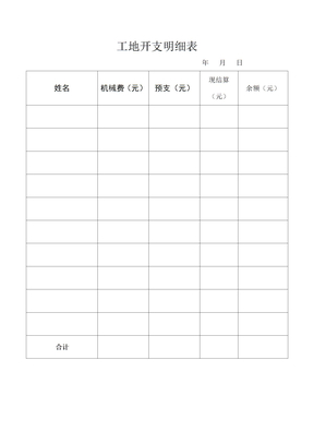 工地开支明细表