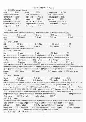 一至六年级英语单词