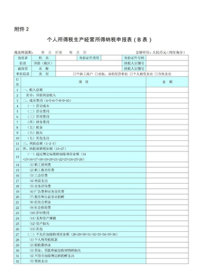 个人所得税生产经营所得纳税申报表(B表