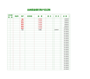 出纳现金日记账Excel表格