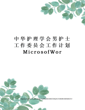 中华护理学会男护士工作委员会工作计划MicrosofWor