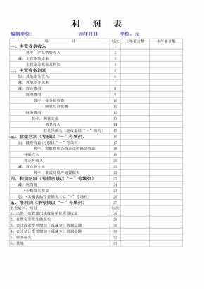 企业利润表模板28020