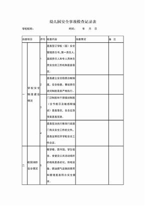 幼儿园安全事故检查记录表