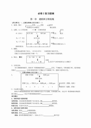 高中高中生物必修复习提纲教案