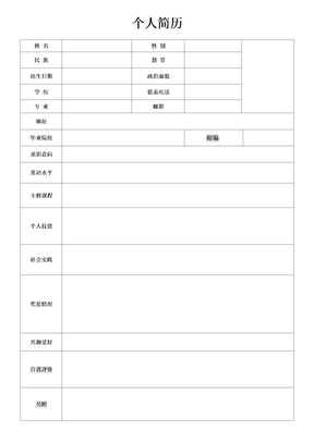 空白word简历实用模板