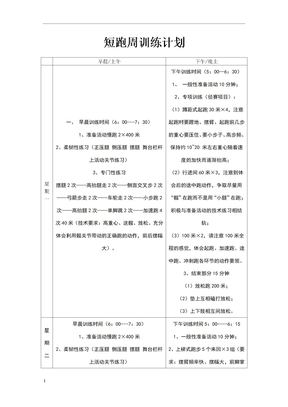 短跑周训练计划表格版