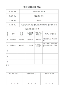 风险识别清单