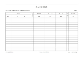 收入支出明细表模板