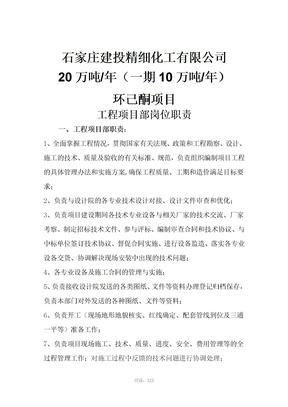 工程项目部岗位职责分工(甲方)