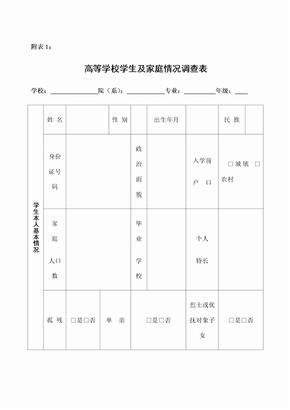 高等学校学生及家庭情况调查表和高等学校家庭经济困难学生认定申请表