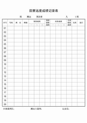 田径运动会应用表格11、田赛远度成绩记录表