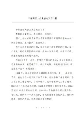 干部离任大会上表态发言3篇