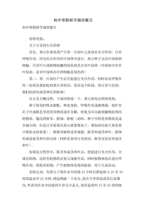 初中寒假研学调查报告
