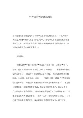 电力公司领导述职报告