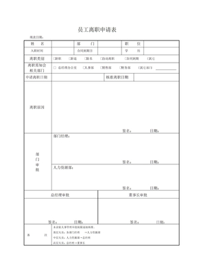 员工离职审批表交接表