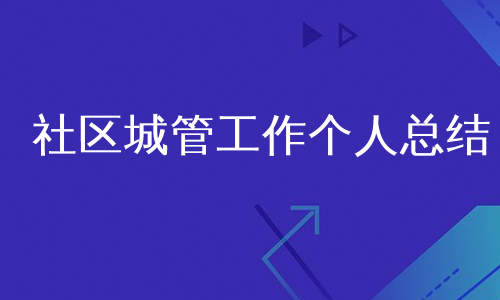 社区城管工作个人总结