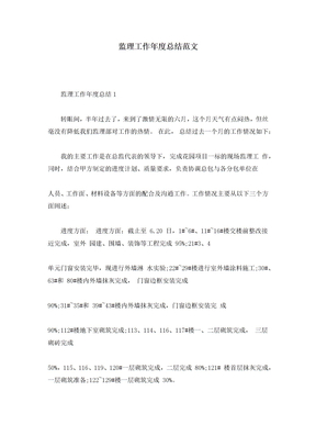 监理工作年度总结范文