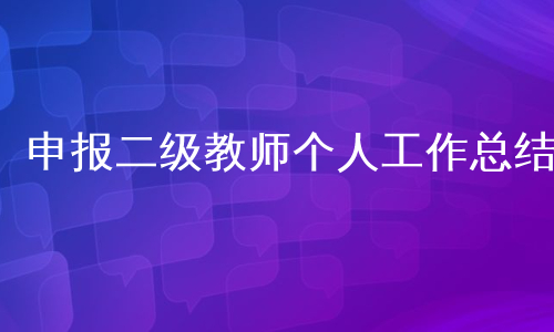 申报二级教师个人工作总结