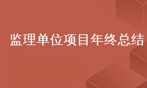 监理单位项目年终总结