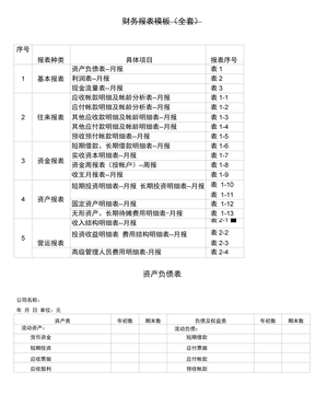 财务报表模板