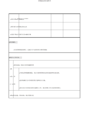 营销副总岗位说明书