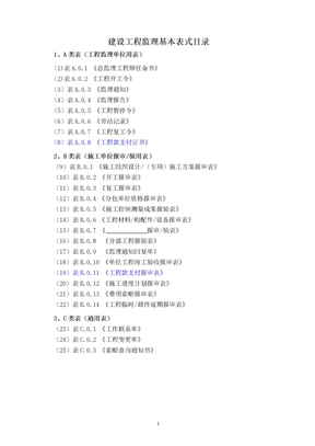 最新版监理规范表格空表