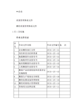 公司测绘质量管理体系文件模板