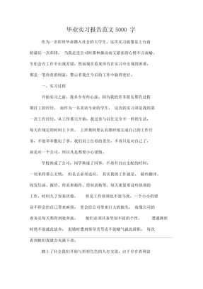 毕业实习报告范文5000字