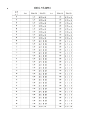 消防监控室值班表