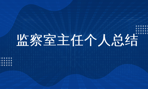 监察室主任个人总结