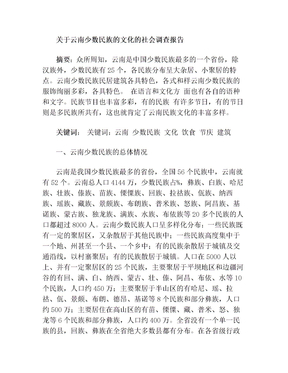 关于云南少数民族的社会调查报告(1)