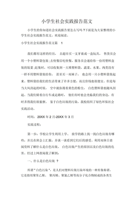 社會實踐報告小學生社會實踐報告范文