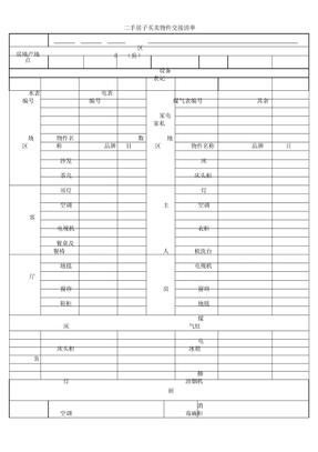 二手房屋买卖物品交接清单