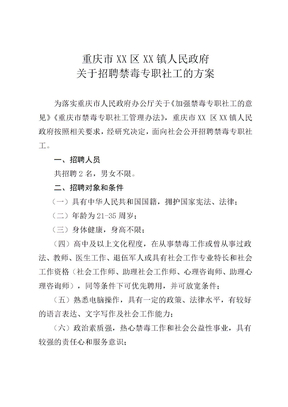 关于招聘禁毒专职社工的方案