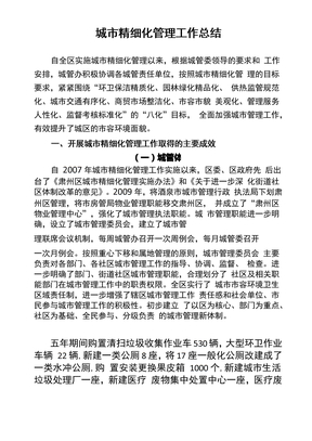 城市精细化管理工作总结