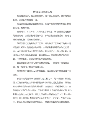 99公益日活动总结