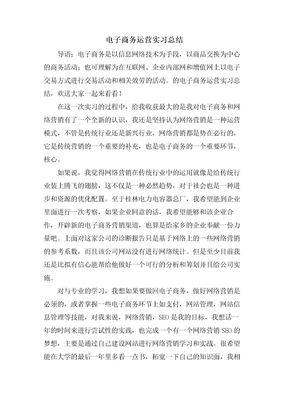 电子商务运营实习总结