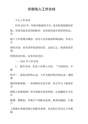 非税收入工作总结