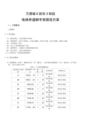 电梯井道脚手架施工方案