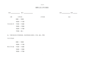 销售人员工作日报表