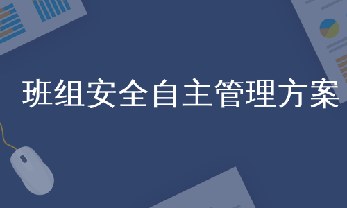 班组安全自主管理方案