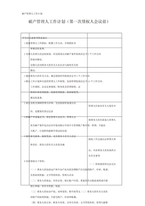 破产管理人工作计划