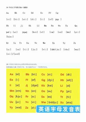 26个英文字母的音标