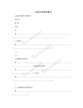 云南白药调查报告