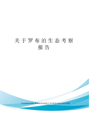 关于罗布泊生态考察报告