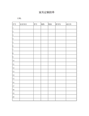 定制家具定制清单