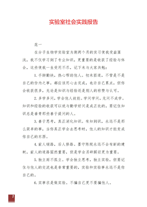 实验室社会实践报告