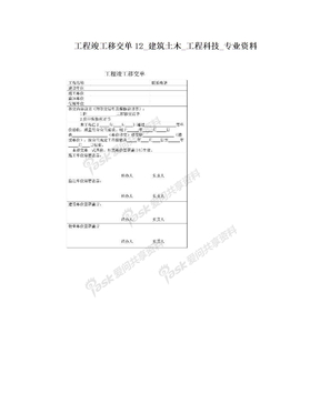 工程竣工移交单12_建筑土木_工程科技_专业资料